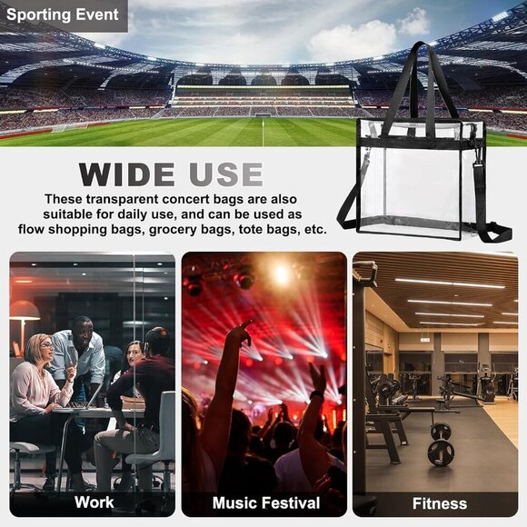 Adjustable Zippered Clear Tote Bag for Music Festivals - Stylish & Functional - Picture 6 of 6